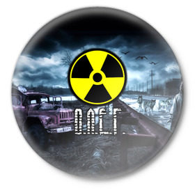 Значок с принтом S.T.A.L.K.E.R. - О.Л.Е.Г. в Тюмени,  металл | круглая форма, металлическая застежка в виде булавки | Тематика изображения на принте: stalker | игра | имя | олег | припять | радиация | сталкер | чернобыль