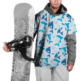 Накидка на куртку 3D с принтом Акулы в Тюмени, 100% полиэстер |  | shark | акула | вода | море | океан | пузыри | рыба | рыбалка