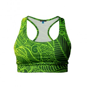 Женский спортивный топ 3D с принтом зеленые узоры в Тюмени, 82% полиэстер, 18% спандекс Ткань безопасна для здоровья, позволяет коже дышать, не мнется и не растягивается |  | green | абстракция | арт | восток | геометрия | зелень | индия | орнамент | роспись | узоры | цветы