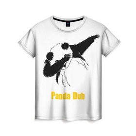 Женская футболка 3D с принтом Panda dub в Тюмени, 100% полиэфир ( синтетическое хлопкоподобное полотно) | прямой крой, круглый вырез горловины, длина до линии бедер | Тематика изображения на принте: dab | dance | dub | movement | panda | движение | панда | танец
