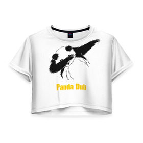 Женская футболка 3D укороченная с принтом Panda dub в Тюмени, 100% полиэстер | круглая горловина, длина футболки до линии талии, рукава с отворотами | dab | dance | dub | movement | panda | движение | панда | танец