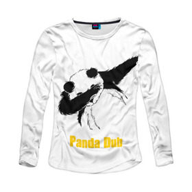 Женский лонгслив 3D с принтом Panda dub в Тюмени, 100% полиэстер | длинные рукава, круглый вырез горловины, полуприлегающий силуэт | Тематика изображения на принте: dab | dance | dub | movement | panda | движение | панда | танец
