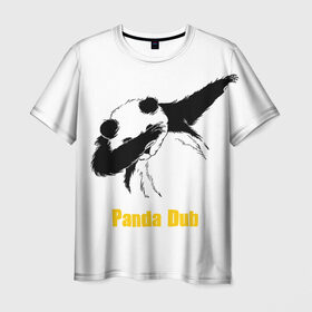 Мужская футболка 3D с принтом Panda dub в Тюмени, 100% полиэфир | прямой крой, круглый вырез горловины, длина до линии бедер | Тематика изображения на принте: dab | dance | dub | movement | panda | движение | панда | танец