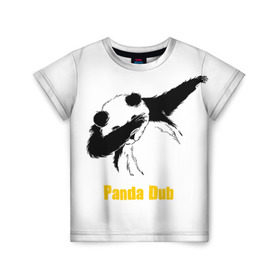 Детская футболка 3D с принтом Panda dub в Тюмени, 100% гипоаллергенный полиэфир | прямой крой, круглый вырез горловины, длина до линии бедер, чуть спущенное плечо, ткань немного тянется | dab | dance | dub | movement | panda | движение | панда | танец