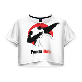 Женская футболка 3D укороченная с принтом Panda dub в Тюмени, 100% полиэстер | круглая горловина, длина футболки до линии талии, рукава с отворотами | Тематика изображения на принте: dab | dance | dub | movement | panda | движение | панда | танец