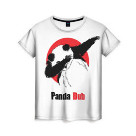 Женская футболка 3D с принтом Panda dub в Тюмени, 100% полиэфир ( синтетическое хлопкоподобное полотно) | прямой крой, круглый вырез горловины, длина до линии бедер | Тематика изображения на принте: dab | dance | dub | movement | panda | движение | панда | танец