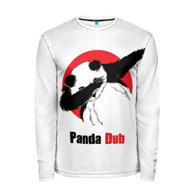Мужской лонгслив 3D с принтом Panda dub в Тюмени, 100% полиэстер | длинные рукава, круглый вырез горловины, полуприлегающий силуэт | dab | dance | dub | movement | panda | движение | панда | танец