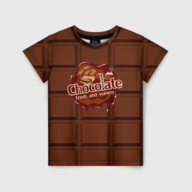 Детская футболка 3D с принтом Chocolate в Тюмени, 100% гипоаллергенный полиэфир | прямой крой, круглый вырез горловины, длина до линии бедер, чуть спущенное плечо, ткань немного тянется | chocolate | fresh | еда | плитка | сладости | шоколад