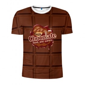 Мужская футболка 3D спортивная с принтом Chocolate в Тюмени, 100% полиэстер с улучшенными характеристиками | приталенный силуэт, круглая горловина, широкие плечи, сужается к линии бедра | chocolate | fresh | еда | плитка | сладости | шоколад