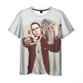 Мужская футболка 3D с принтом Eminem Art в Тюмени, 100% полиэфир | прямой крой, круглый вырез горловины, длина до линии бедер | Тематика изображения на принте: art | eminem | hip hop | rap | rap god | арт | брюс | бумбокс | маршалл | мэтерс | рэп | хим хоп | эминем