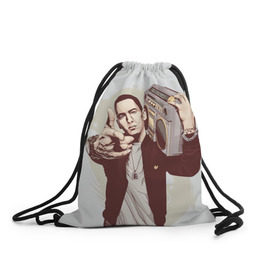 Рюкзак-мешок 3D с принтом Eminem Art в Тюмени, 100% полиэстер | плотность ткани — 200 г/м2, размер — 35 х 45 см; лямки — толстые шнурки, застежка на шнуровке, без карманов и подкладки | art | eminem | hip hop | rap | rap god | арт | брюс | бумбокс | маршалл | мэтерс | рэп | хим хоп | эминем