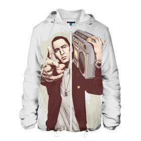 Мужская куртка 3D с принтом Eminem Art в Тюмени, ткань верха — 100% полиэстер, подклад — флис | прямой крой, подол и капюшон оформлены резинкой с фиксаторами, два кармана без застежек по бокам, один большой потайной карман на груди. Карман на груди застегивается на липучку | art | eminem | hip hop | rap | rap god | арт | брюс | бумбокс | маршалл | мэтерс | рэп | хим хоп | эминем