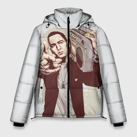 Мужская зимняя куртка 3D с принтом Eminem Art в Тюмени, верх — 100% полиэстер; подкладка — 100% полиэстер; утеплитель — 100% полиэстер | длина ниже бедра, свободный силуэт Оверсайз. Есть воротник-стойка, отстегивающийся капюшон и ветрозащитная планка. 

Боковые карманы с листочкой на кнопках и внутренний карман на молнии. | Тематика изображения на принте: art | eminem | hip hop | rap | rap god | арт | брюс | бумбокс | маршалл | мэтерс | рэп | хим хоп | эминем