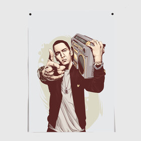 Постер с принтом Eminem Art в Тюмени, 100% бумага
 | бумага, плотность 150 мг. Матовая, но за счет высокого коэффициента гладкости имеет небольшой блеск и дает на свету блики, но в отличии от глянцевой бумаги не покрыта лаком | art | eminem | hip hop | rap | rap god | арт | брюс | бумбокс | маршалл | мэтерс | рэп | хим хоп | эминем