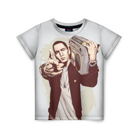 Детская футболка 3D с принтом Eminem Art в Тюмени, 100% гипоаллергенный полиэфир | прямой крой, круглый вырез горловины, длина до линии бедер, чуть спущенное плечо, ткань немного тянется | Тематика изображения на принте: art | eminem | hip hop | rap | rap god | арт | брюс | бумбокс | маршалл | мэтерс | рэп | хим хоп | эминем