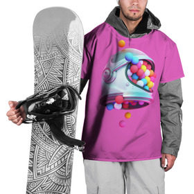Накидка на куртку 3D с принтом Colorful balls в Тюмени, 100% полиэстер |  | Тематика изображения на принте: balls | colorful | helmet | pink | колорит | космонавт | космос | розовый | скафандр | цвет | шарики | шары | шлем