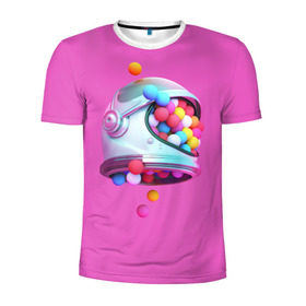 Мужская футболка 3D спортивная с принтом Colorful balls в Тюмени, 100% полиэстер с улучшенными характеристиками | приталенный силуэт, круглая горловина, широкие плечи, сужается к линии бедра | balls | colorful | helmet | pink | колорит | космонавт | космос | розовый | скафандр | цвет | шарики | шары | шлем