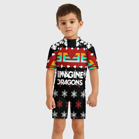 Детский купальный костюм 3D с принтом Праздничный Imagine Dragons в Тюмени, Полиэстер 85%, Спандекс 15% | застежка на молнии на спине | альтернативный | американская | группа | драгонс | имеджин | инди | индирок | новогодний | поп | рождество | рок | свитер | электроник