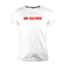 Мужская футболка премиум с принтом Mr Hacker в Тюмени, 92% хлопок, 8% лайкра | приталенный силуэт, круглый вырез ворота, длина до линии бедра, короткий рукав | mr robot | rami malek | мистер робот | рами малек