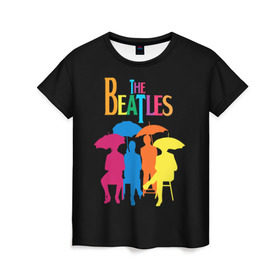 Женская футболка 3D с принтом The beatles в Тюмени, 100% полиэфир ( синтетическое хлопкоподобное полотно) | прямой крой, круглый вырез горловины, длина до линии бедер | british | rock | the beatles