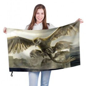 Флаг 3D с принтом Птица-гром в Тюмени, 100% полиэстер | плотность ткани — 95 г/м2, размер — 67 х 109 см. Принт наносится с одной стороны | 