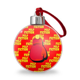Ёлочный шар с принтом Криминальное чтиво в Тюмени, Пластик | Диаметр: 77 мм | pulp fiction | бокс | золотые часы | перчатка