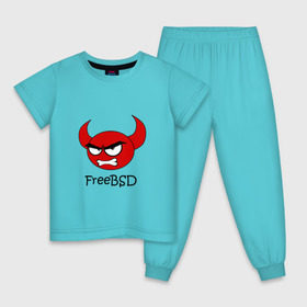Детская пижама хлопок с принтом FreeBSD демон в Тюмени, 100% хлопок |  брюки и футболка прямого кроя, без карманов, на брюках мягкая резинка на поясе и по низу штанин
 | bsd | demon | freebsd | os | unix | демон | злой | ос | чёртик