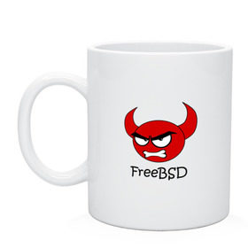 Кружка с принтом FreeBSD демон в Тюмени, керамика | объем — 330 мл, диаметр — 80 мм. Принт наносится на бока кружки, можно сделать два разных изображения | Тематика изображения на принте: bsd | demon | freebsd | os | unix | демон | злой | ос | чёртик