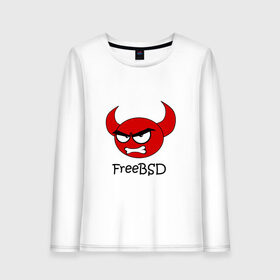 Женский лонгслив хлопок с принтом FreeBSD демон в Тюмени, 100% хлопок |  | bsd | demon | freebsd | os | unix | демон | злой | ос | чёртик