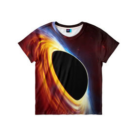 Детская футболка 3D с принтом Black planet в Тюмени, 100% гипоаллергенный полиэфир | прямой крой, круглый вырез горловины, длина до линии бедер, чуть спущенное плечо, ткань немного тянется | black hole | planet | space | астрономия | вселенная | звёзды | космос | млечный путь | планета | чёрная дыра