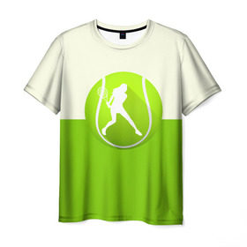 Мужская футболка 3D с принтом Теннис в Тюмени, 100% полиэфир | прямой крой, круглый вырез горловины, длина до линии бедер | sport | логотип | мяч | спорт | теннис