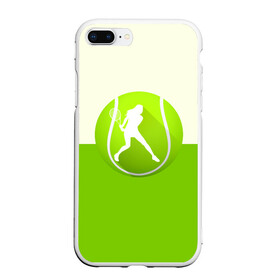 Чехол для iPhone 7Plus/8 Plus матовый с принтом Теннис в Тюмени, Силикон | Область печати: задняя сторона чехла, без боковых панелей | sport | логотип | мяч | спорт | теннис