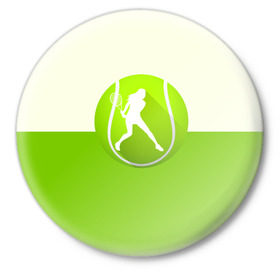 Значок с принтом Теннис в Тюмени,  металл | круглая форма, металлическая застежка в виде булавки | Тематика изображения на принте: sport | логотип | мяч | спорт | теннис