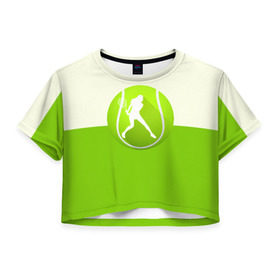 Женская футболка 3D укороченная с принтом Теннис в Тюмени, 100% полиэстер | круглая горловина, длина футболки до линии талии, рукава с отворотами | sport | логотип | мяч | спорт | теннис
