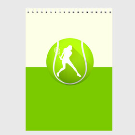 Скетчбук с принтом Теннис в Тюмени, 100% бумага
 | 48 листов, плотность листов — 100 г/м2, плотность картонной обложки — 250 г/м2. Листы скреплены сверху удобной пружинной спиралью | sport | логотип | мяч | спорт | теннис