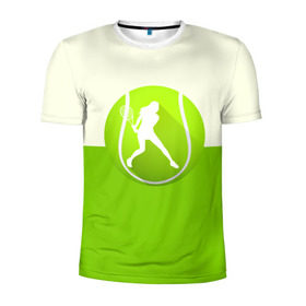 Мужская футболка 3D спортивная с принтом Теннис в Тюмени, 100% полиэстер с улучшенными характеристиками | приталенный силуэт, круглая горловина, широкие плечи, сужается к линии бедра | sport | логотип | мяч | спорт | теннис
