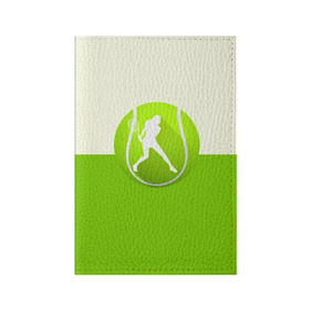 Обложка для паспорта матовая кожа с принтом Теннис в Тюмени, натуральная матовая кожа | размер 19,3 х 13,7 см; прозрачные пластиковые крепления | Тематика изображения на принте: sport | логотип | мяч | спорт | теннис