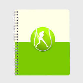 Тетрадь с принтом Теннис в Тюмени, 100% бумага | 48 листов, плотность листов — 60 г/м2, плотность картонной обложки — 250 г/м2. Листы скреплены сбоку удобной пружинной спиралью. Уголки страниц и обложки скругленные. Цвет линий — светло-серый
 | sport | логотип | мяч | спорт | теннис