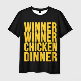 Мужская футболка 3D с принтом Winner winner chicken dinner в Тюмени, 100% полиэфир | прямой крой, круглый вырез горловины, длина до линии бедер | battle royale | playerunknown | playerunknowns | playerunknowns battlegrounds | pubg | онлайн игра