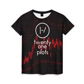 Женская футболка 3D с принтом Twenty one pilots в Тюмени, 100% полиэфир ( синтетическое хлопкоподобное полотно) | прямой крой, круглый вырез горловины, длина до линии бедер | rock | t.o.p. | top | twenty one pilots | рок