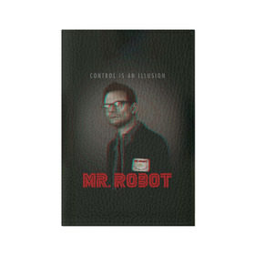 Обложка для паспорта матовая кожа с принтом Mr Robot в Тюмени, натуральная матовая кожа | размер 19,3 х 13,7 см; прозрачные пластиковые крепления | 