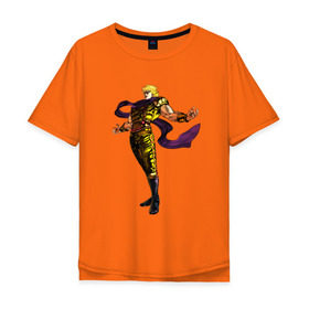 Мужская футболка хлопок Oversize с принтом Дио Брандо в Тюмени, 100% хлопок | свободный крой, круглый ворот, “спинка” длиннее передней части | Тематика изображения на принте: anime | jojo | jojos bizarre adventure | аниме | дио брандо