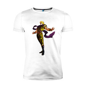 Мужская футболка премиум с принтом Дио Брандо в Тюмени, 92% хлопок, 8% лайкра | приталенный силуэт, круглый вырез ворота, длина до линии бедра, короткий рукав | anime | jojo | jojos bizarre adventure | аниме | дио брандо
