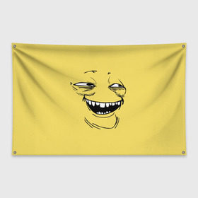 Флаг-баннер с принтом Yoba в Тюмени, 100% полиэстер | размер 67 х 109 см, плотность ткани — 95 г/м2; по краям флага есть четыре люверса для крепления | yoba | ехидный блинчик | имиджборды | колобок | мемы | пека фейс