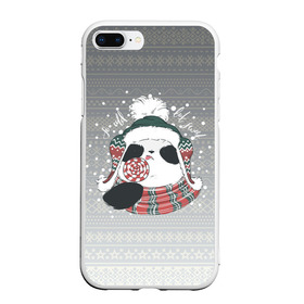 Чехол для iPhone 7Plus/8 Plus матовый с принтом So cold but sweet в Тюмени, Силикон | Область печати: задняя сторона чехла, без боковых панелей | зима | новый год | панда | подарок | рождество