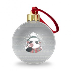 Ёлочный шар с принтом So cold, but sweet в Тюмени, Пластик | Диаметр: 77 мм | зима | новый год | панда | подарок | рождество