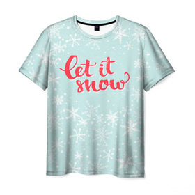 Мужская футболка 3D с принтом Let it snow в Тюмени, 100% полиэфир | прямой крой, круглый вырез горловины, длина до линии бедер | 