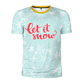 Мужская футболка 3D спортивная с принтом Let it snow в Тюмени, 100% полиэстер с улучшенными характеристиками | приталенный силуэт, круглая горловина, широкие плечи, сужается к линии бедра | 
