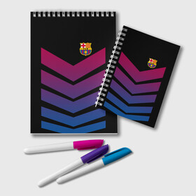 Блокнот с принтом FC Barcelona 2018 Arrow в Тюмени, 100% бумага | 48 листов, плотность листов — 60 г/м2, плотность картонной обложки — 250 г/м2. Листы скреплены удобной пружинной спиралью. Цвет линий — светло-серый
 | Тематика изображения на принте: fc | fc barcelona | fcb | барселона | спорт | спортивные | футбол | футбольный клуб