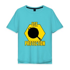 Мужская футболка хлопок Oversize с принтом Use Protection в Тюмени, 100% хлопок | свободный крой, круглый ворот, “спинка” длиннее передней части | battle royale | playerunknown | playerunknowns | playerunknowns battlegrounds | pubg | онлайн игра